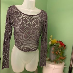 Out from under gray long sleeve mesh pattern